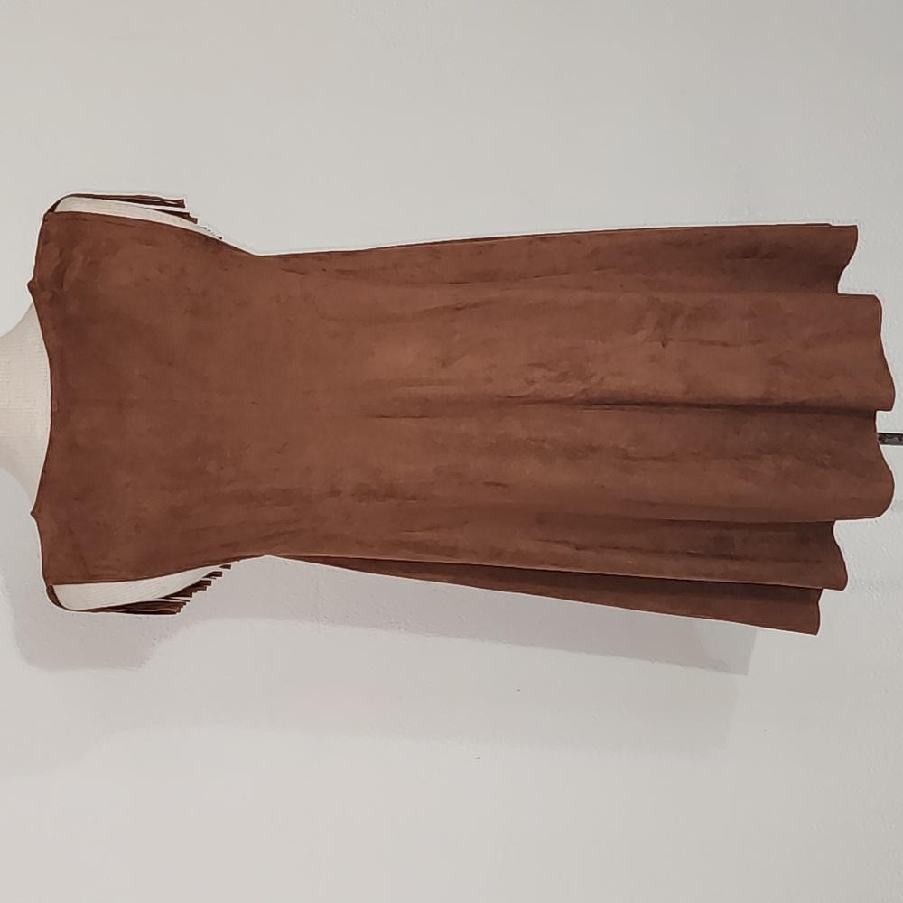 Tasha Polizzi Dress Fringed Faux Suede Western Cowgirl Brown Size S - Picture 12 of 12